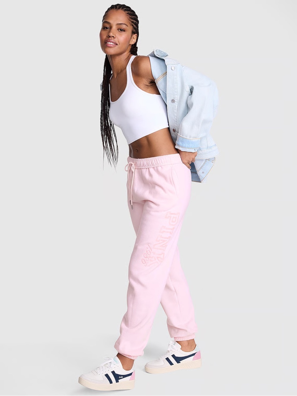 PINK Victoria's Secret Light Pink Logo Track Joggers